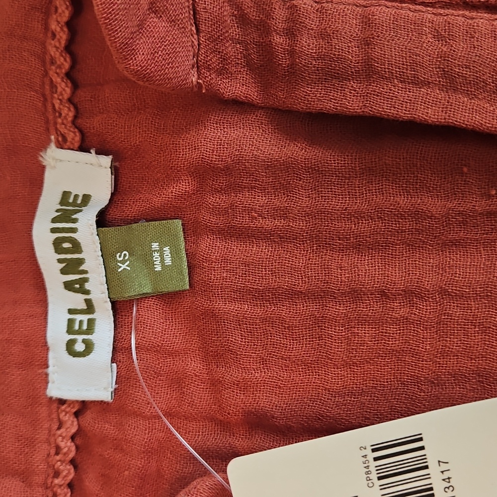 Anthropologie Rust Orange Gauze Swim Coverup Dress - Picture 7 of 8